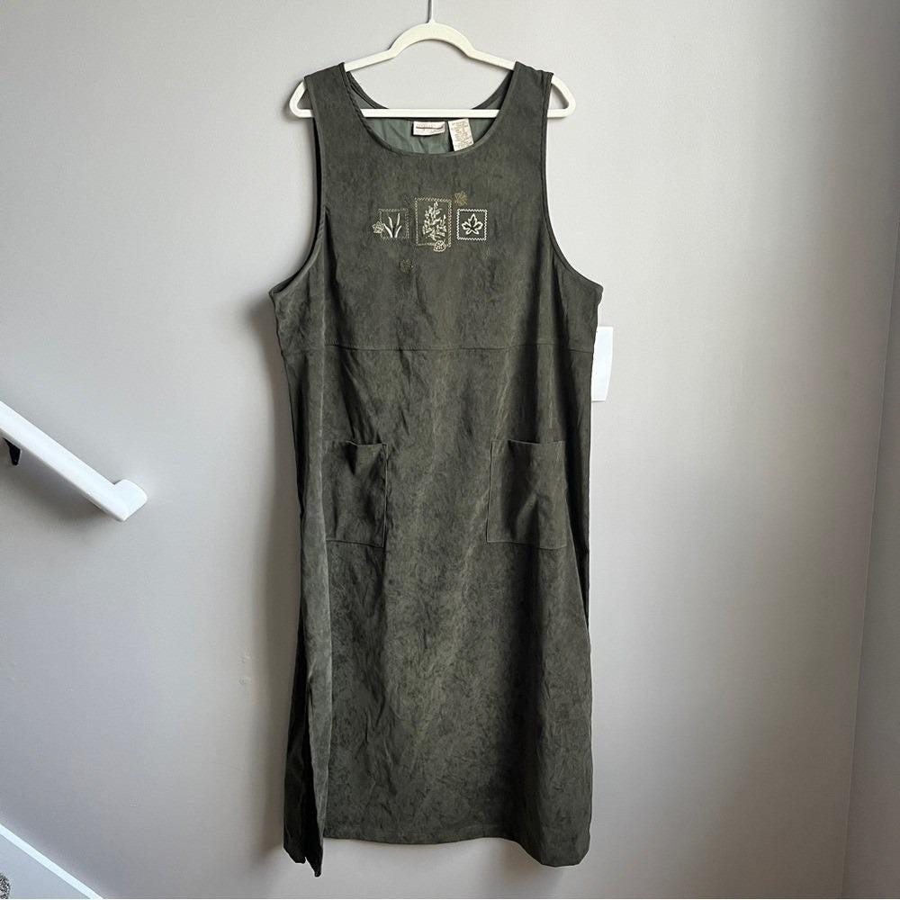 Vintage Jumper Dress Women's 1X New NWT Sage Green Cottage Boho Earthy Rustic